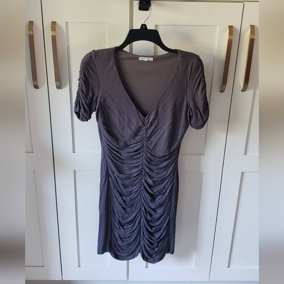 Velvet Torch Dress Womens M Gray Long Sleeve Ruched Bodycon Slate Chic - Picture 1 of 3